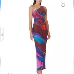 AFRM Foley Printed One Shoulder Open Back Maxi Dress